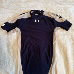 Under Armour Men's Short Sleeve Navy and White Tee